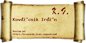 Kovácsik Irén névjegykártya